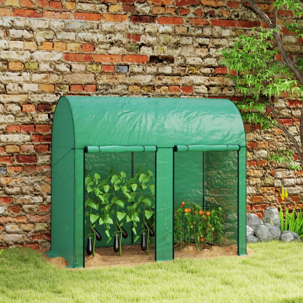 Serre de jardin pe renforcé 200 x 100 x 178 cm verte tomates concombres 2 portes zippées - comfortxl outdoor living