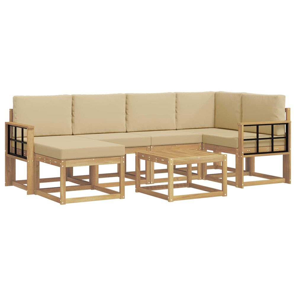 Ensemble de canapés d'extérieur 7 pc blanc et beige