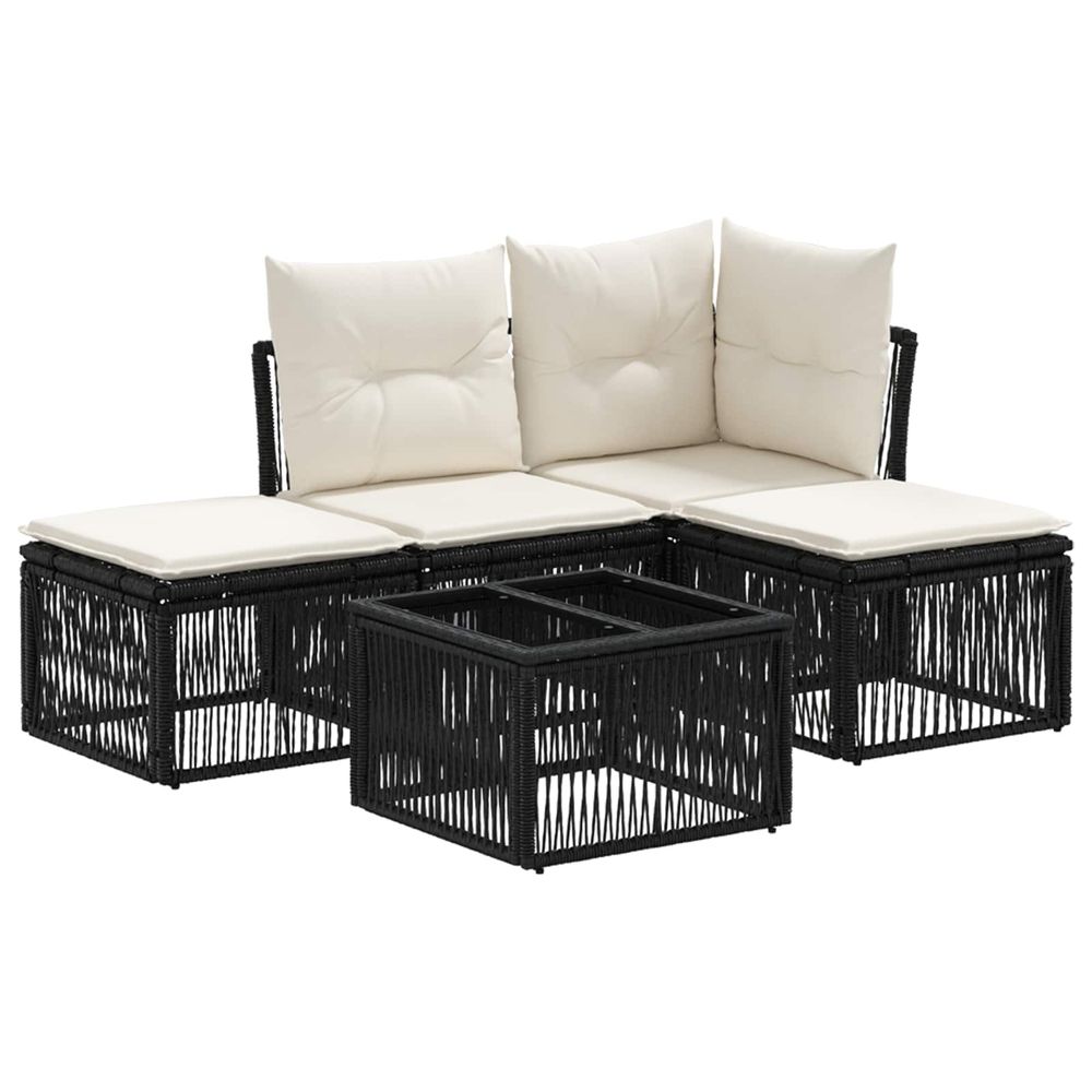 Ensemble de canapé de jardin 5 pc noir polyrotin