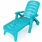 Chaise longue pliable dossier inclinable à 5 positions avec roues intégrées pour terrasse jardin piscine 150 kg bleu 20_00022