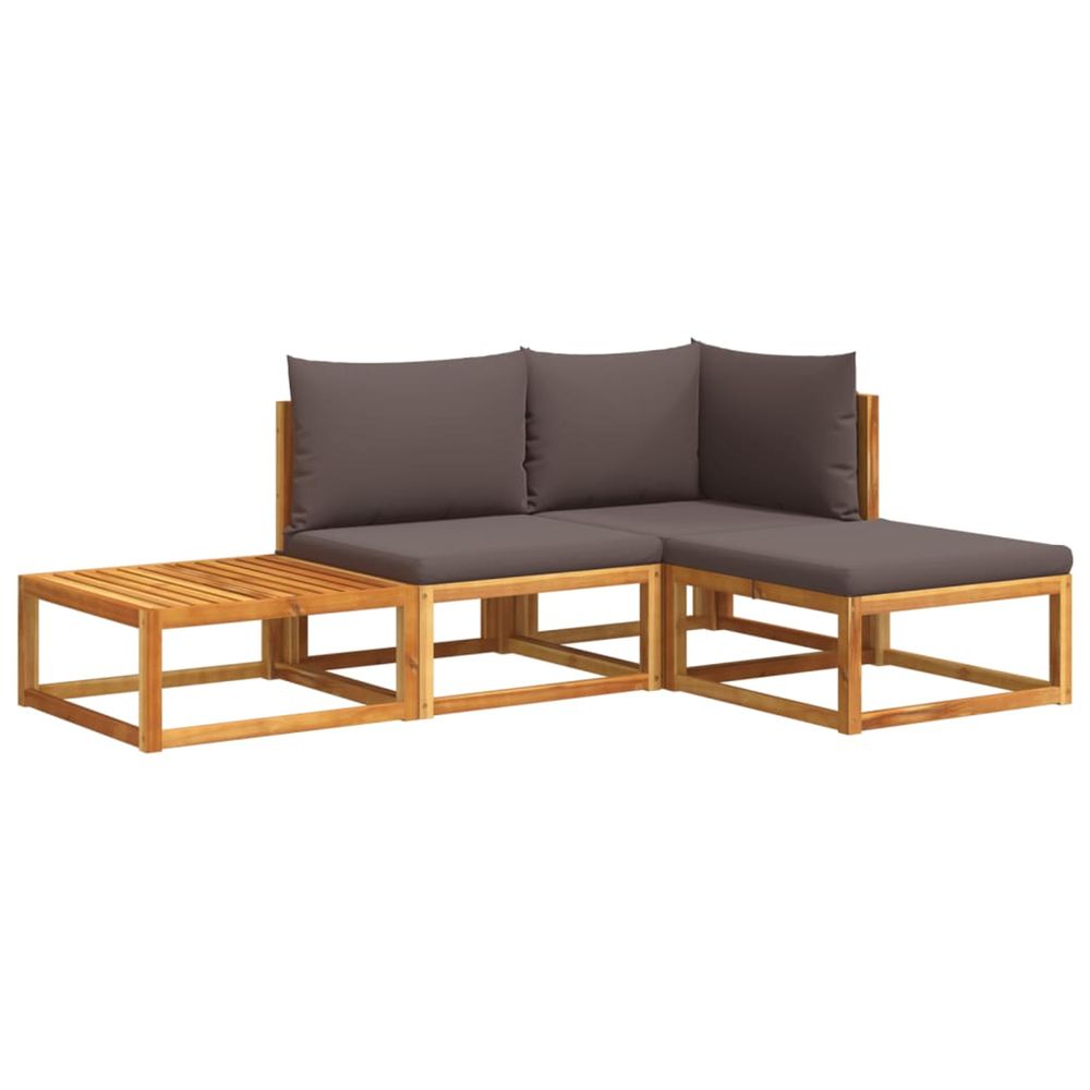 Ensemble de canapés de jardin 4 pièces avec coussins en bois d'acacia et corde