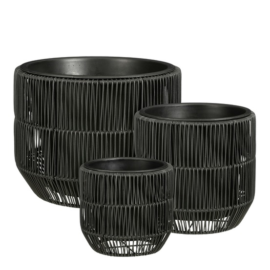 Mica decorations peta pots de fleurs – lot de 3 – pot plante pour fleurs et plantes exterieur – pot de fleur exterieur – noir