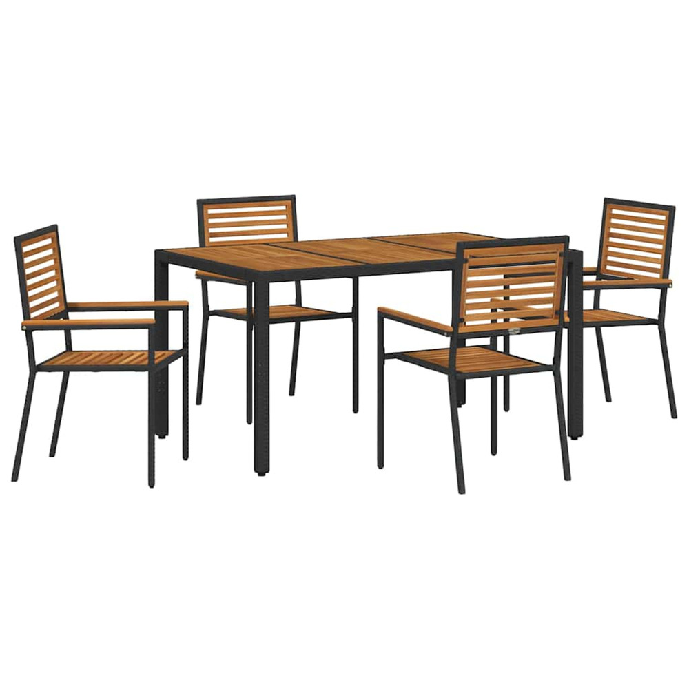 Ensemble de salle à manger pour jardin 5 pcs noir et marron