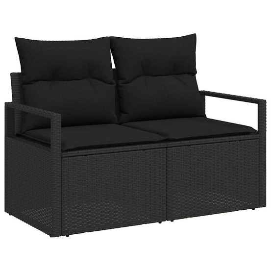 Ensemble de canapés avec coussin 6 pcs noir polyrotin