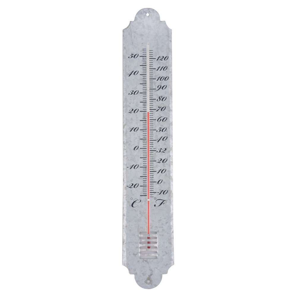 Thermomètre de jardin en zinc patiné 50cm