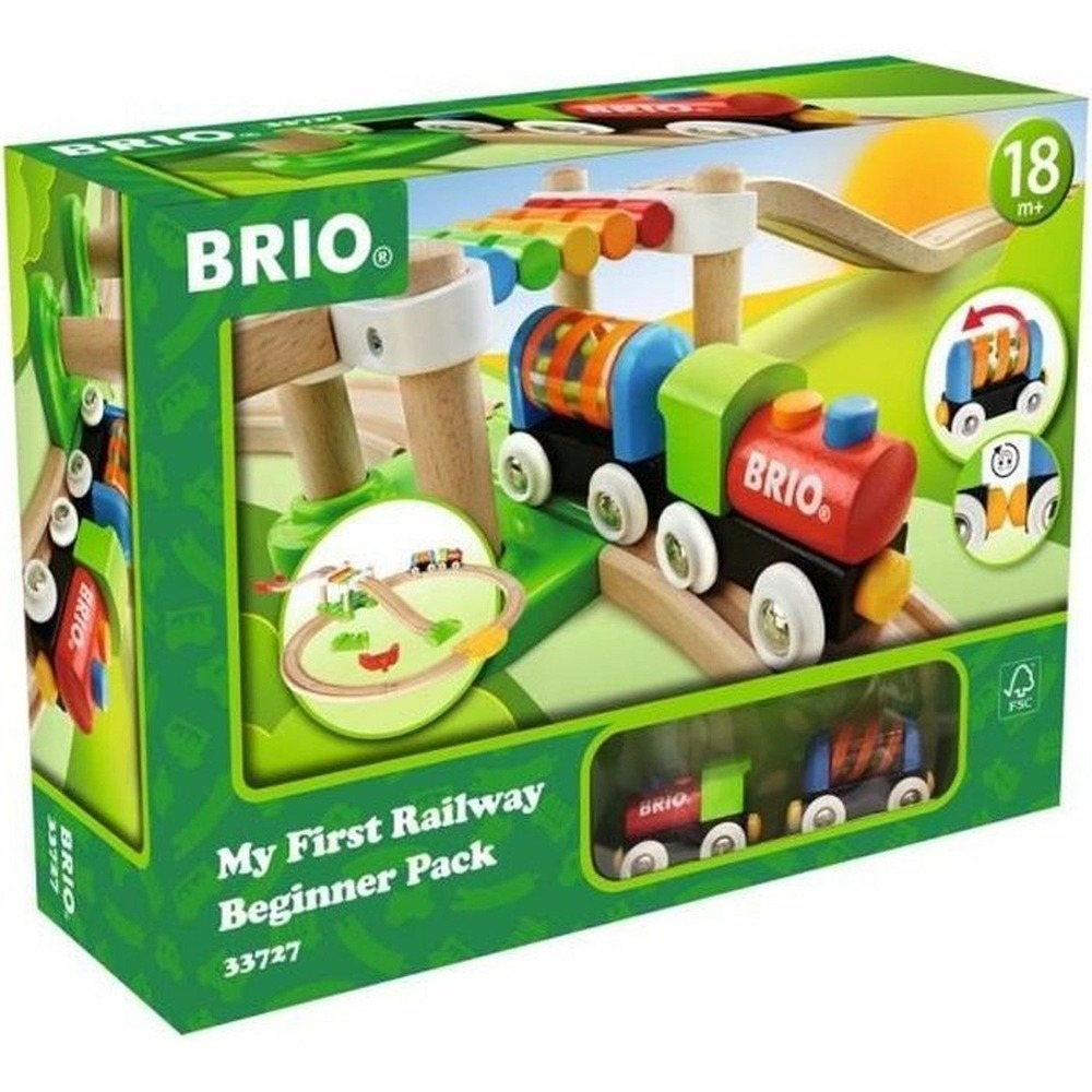 Circuit de train en bois brio mon premier circuit de découverte - coffret 18 pièces