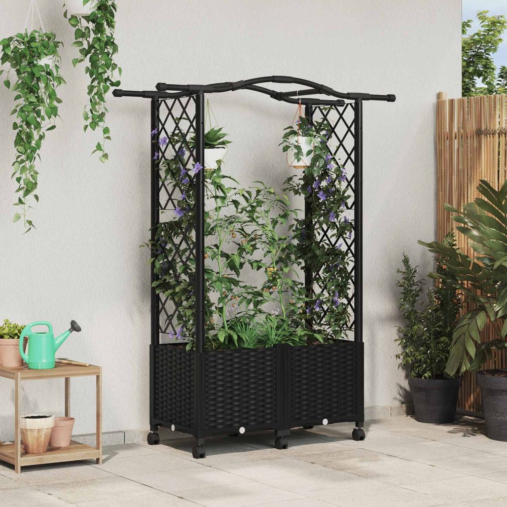 Jardinière surélevée polypropylène extérieur culture verticale 125x40x144cm noir
