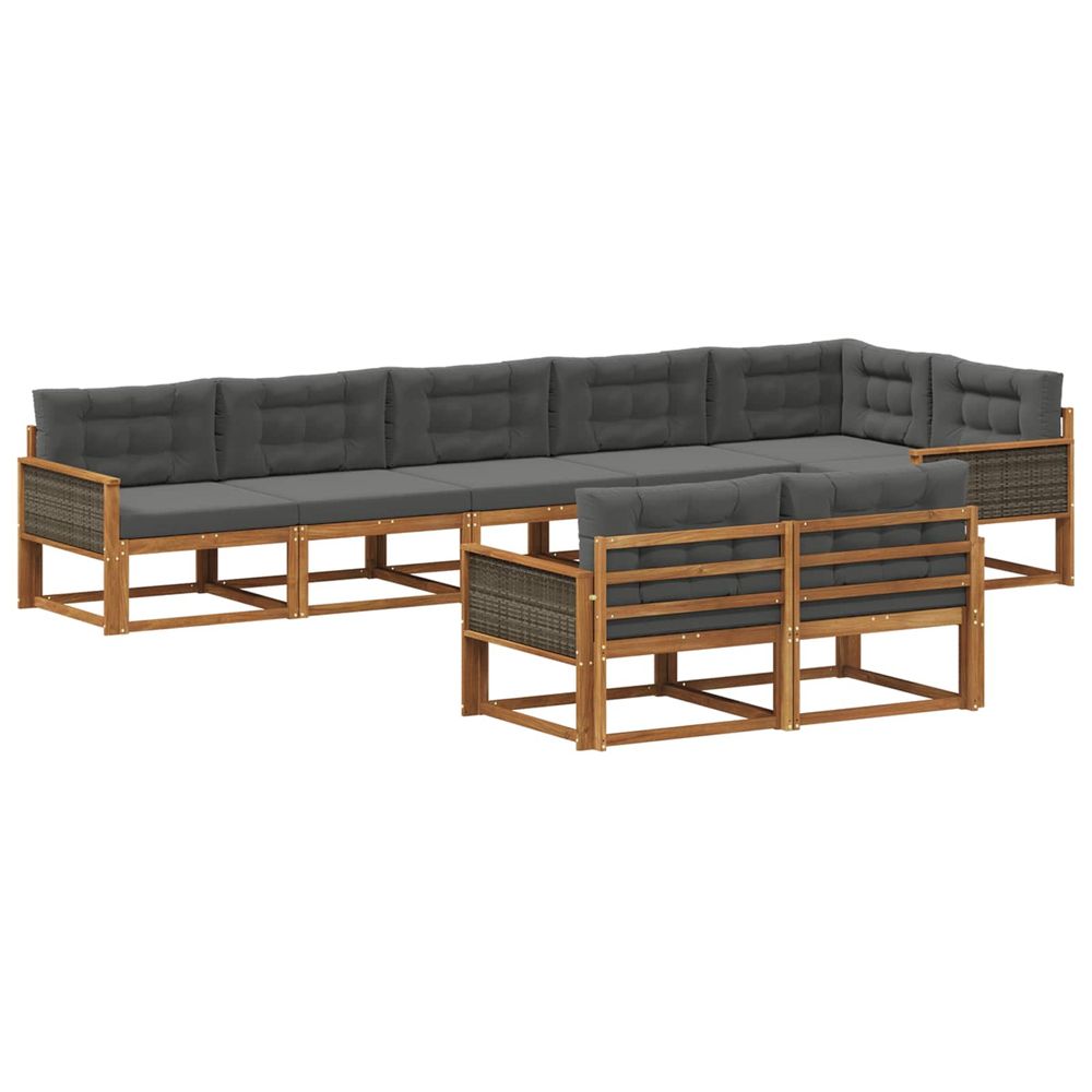 Ensemble de canapés d'extérieur 8 pc naturel et anthracite