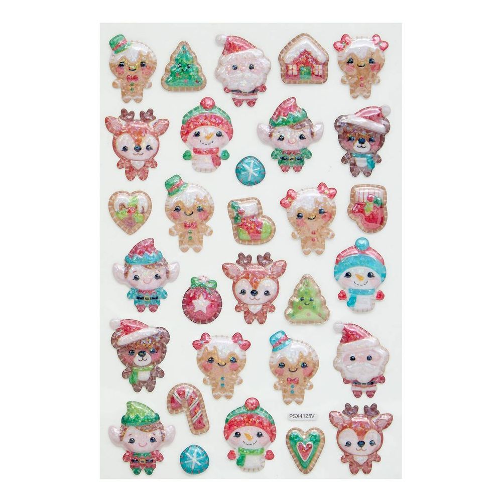 Sticker de noël en relief personnages 14 x 21 cm