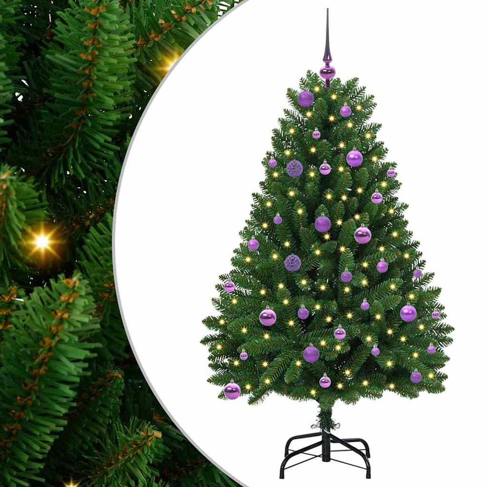 Sapin de noël artificiel avec 150 led vert 150 cm pvc et métal