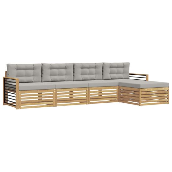 Ensemble de canapés d'extérieur 5 pc blanc et gris clair