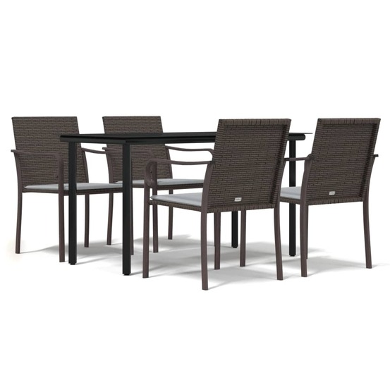 Ensemble à manger de jardin 5 pcs coussins résine tressée acier