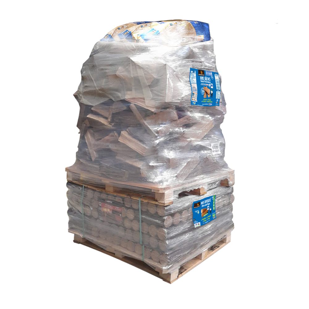 Pack découverte woodstock - 40 packs de bûches densifies + 1 300 dm de bûches 30 cm + allumage offert