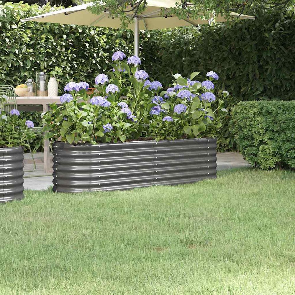 Grand carré potager ovale acier galvanisé potager gris 152x40x36 cm