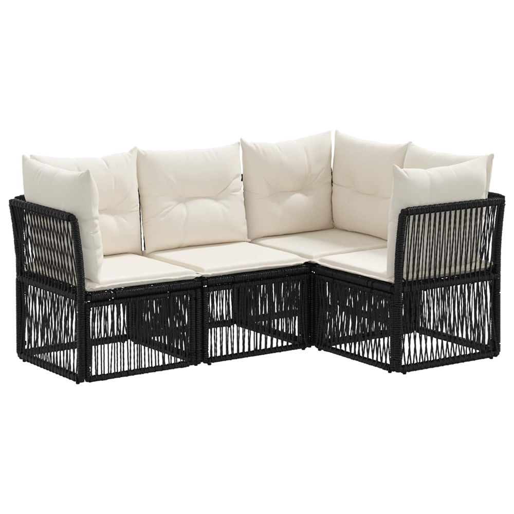Ensemble de canapé de jardin 4 pc noir polyrotin