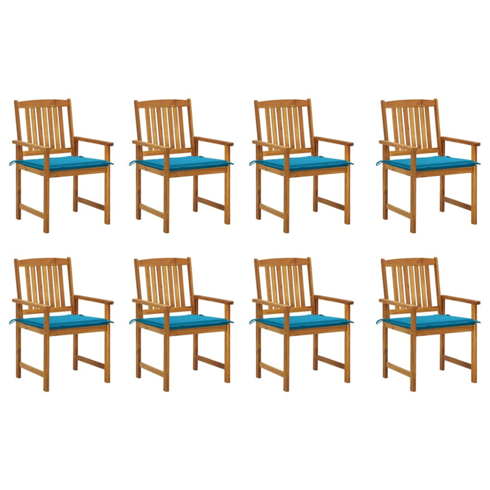 Chaises de jardin avec coussins lot de 8 bois d'acacia solide