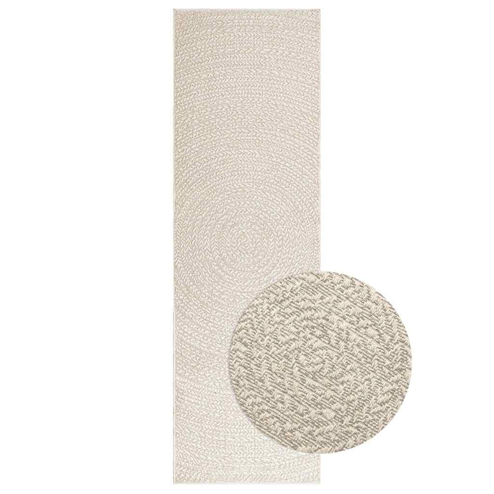 Tapis zizur crème 80x250 cm aspect de jute intérieur extérieur