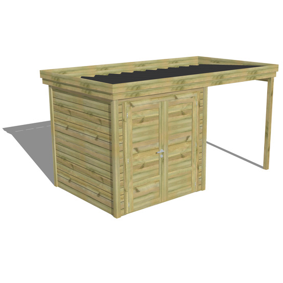 Abri de jardin bois pin traité autoclave 27mm - 4,14x2,14m / 9m2 - bac acier - abri français