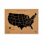 Carte en liège - woody map natural usa / 90 x 60 cm / noir / cadre blanc
