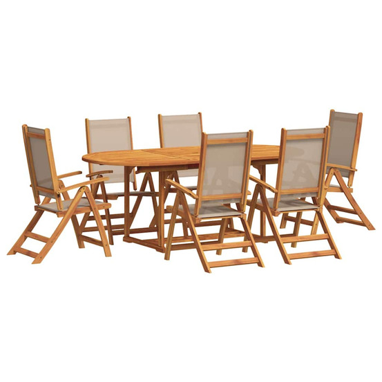 Ensemble à manger de jardin 7pcs bois d'acacia solide textilène
