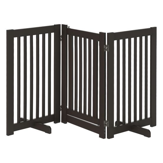 Barrière pour chien mdf brun foncé 155 x 76 cm autoportante pliable avec portillon