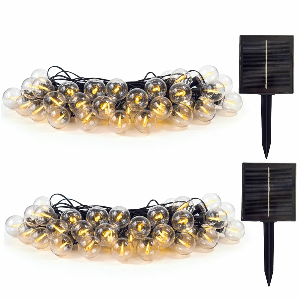 2 guirlandes solaire filament besty 25 ampoules 20m