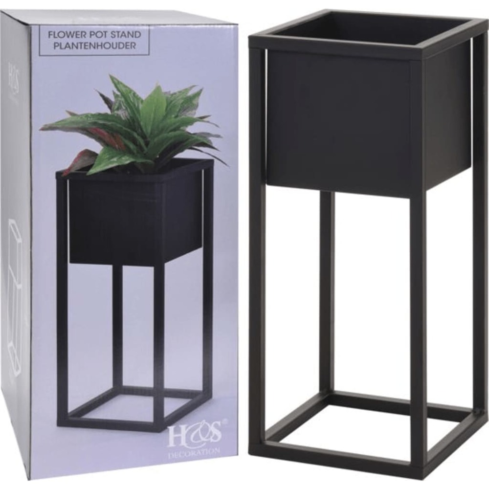 H&s collection pot de fleurs sur pied métal noir 50 cm