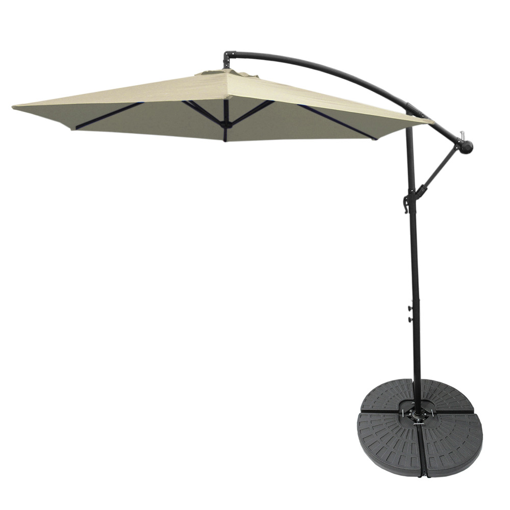 Parasol cantilever crème & base ronde 3m x 3m x 2. 5m