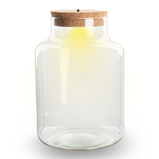 Bouteille pour terrarium little milky avec bouchon led - h 24,5 cm