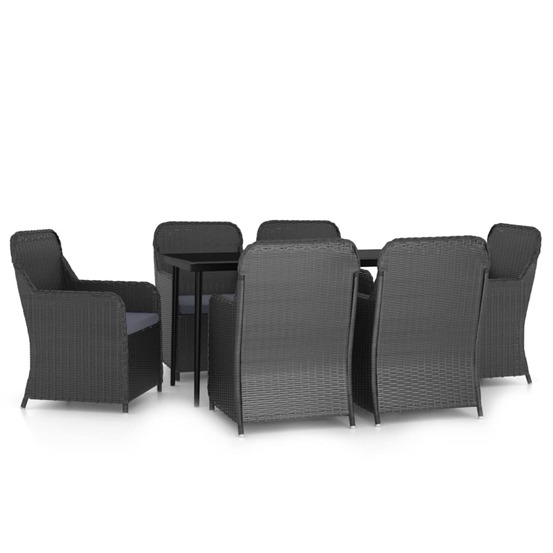Ensemble à manger de jardin avec coussins 7 pcs noir