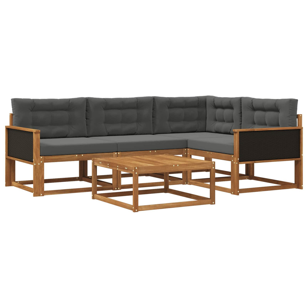 Ensemble de canapés d'extérieur 5 pcs naturel et anthracite