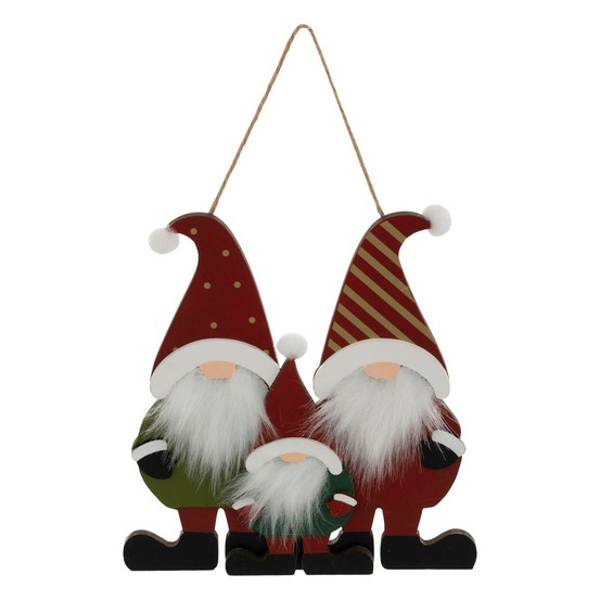 Sujet 3 gnomes barbe bois h.18cm