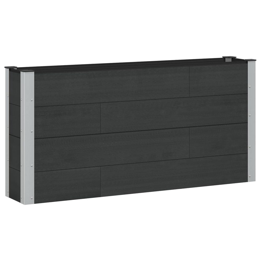 Jardinière surélevée noir 150 x 30 x 72 cm wpc et aluminium