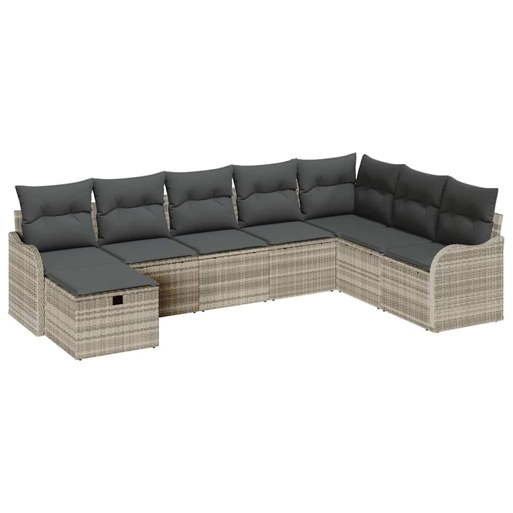 Ensemble de canapé de jardin 8 pc gris clair polyrotin