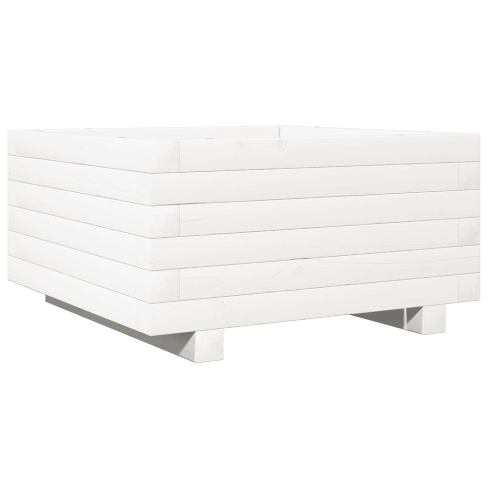 Jardinière bac lit surélevé plantes fleurs terrasse jardin 50 x 50 x 26,5 cm bois de pin massif blanc