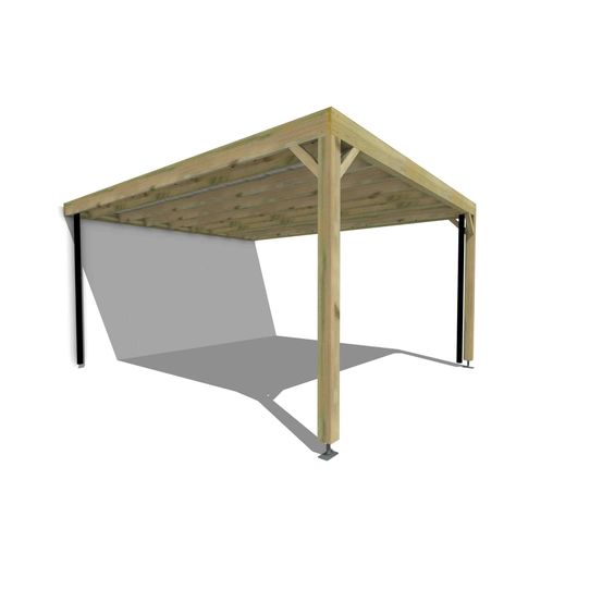 Carport bois adossé 1 voiture 20 m² • 4 x 5 m • hauteur de passage 2,37 m • sens profondeur • livraison comprise