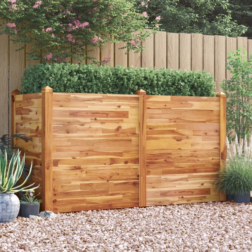 Grand carré potager haut en acacia massif empilable pour jardin 160x60x84cm
