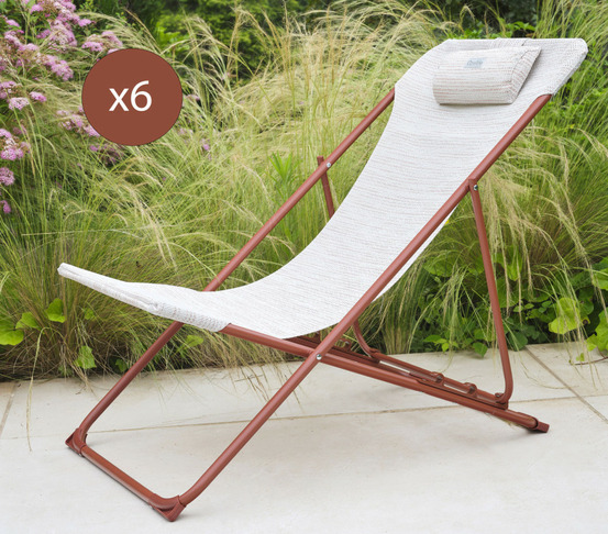 Lot de 6 chiliennes en acier - terracotta - sunny