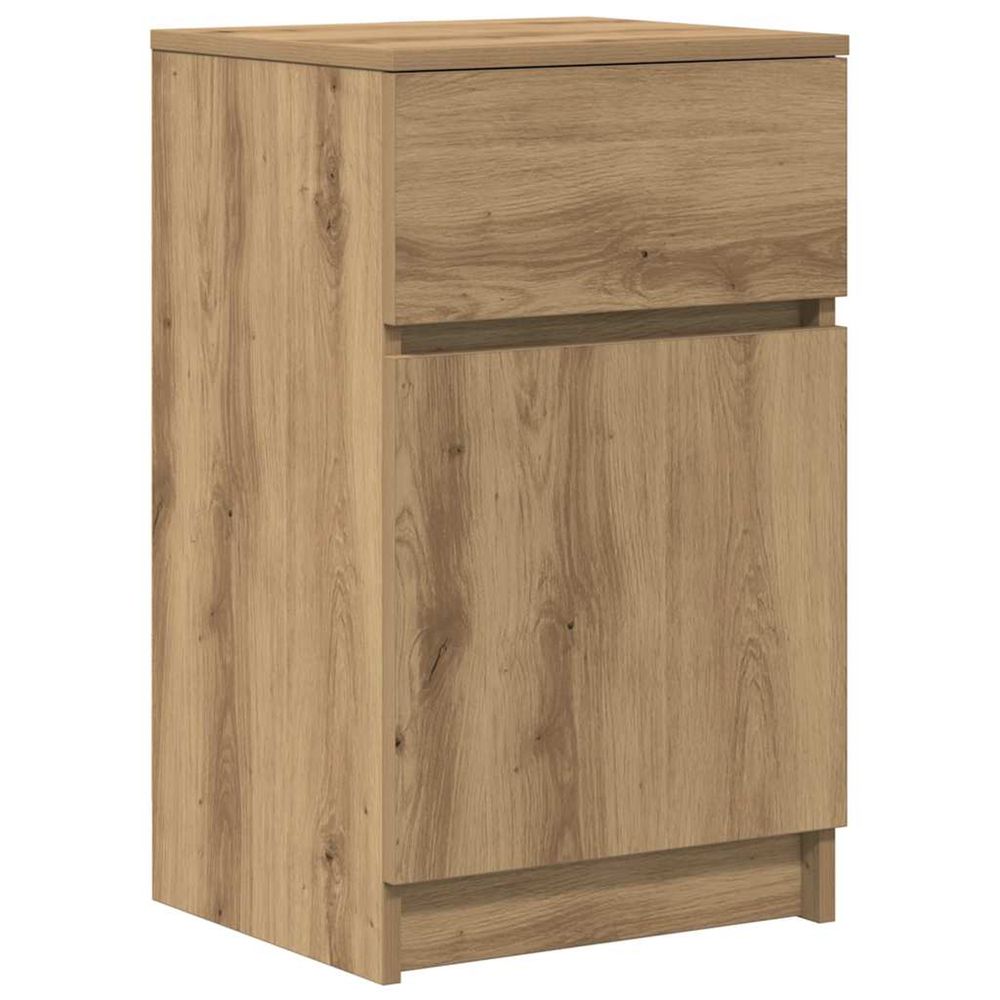 Table de chevet chêne artisanal 39x35x65 cm bois d'ingénierie
