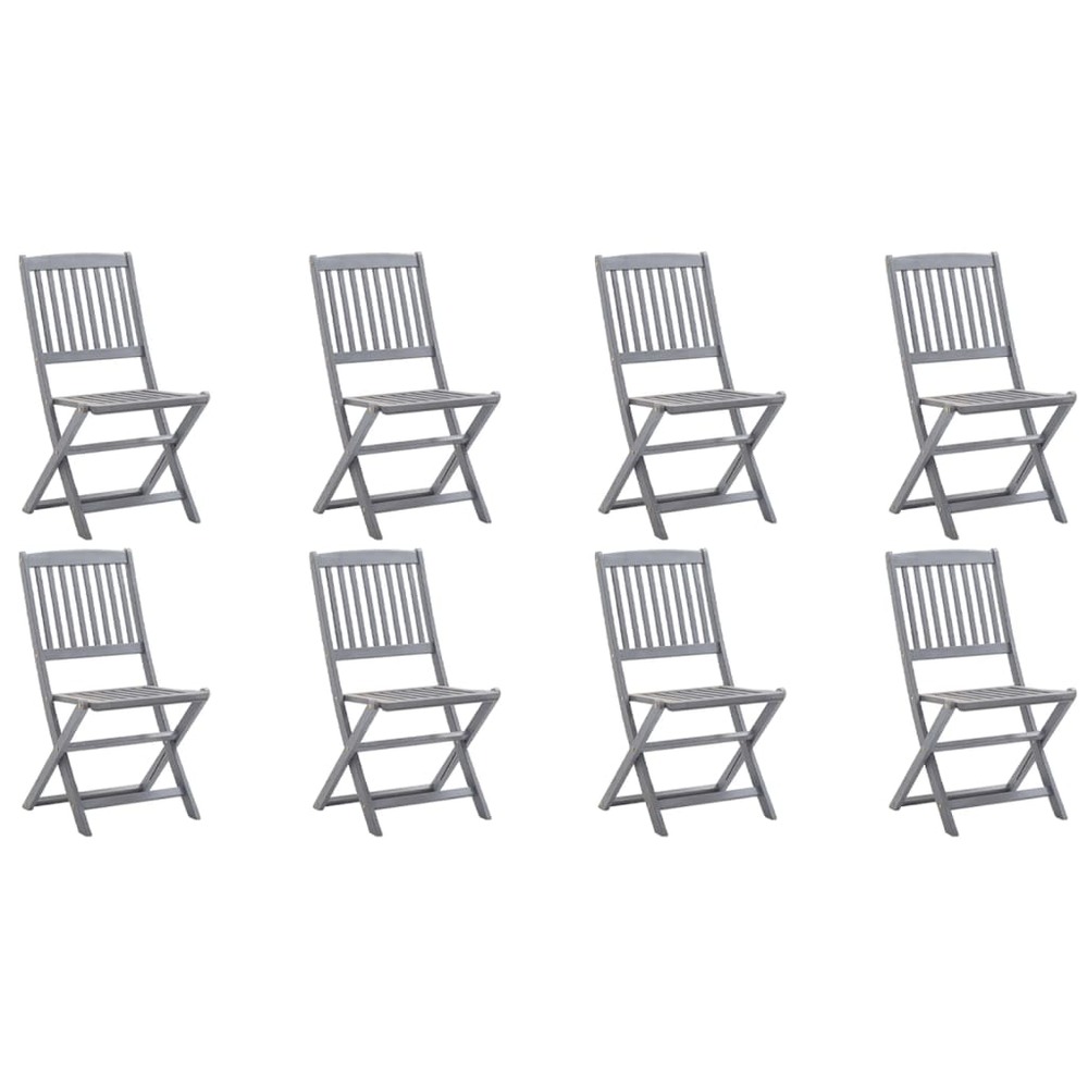 Chaises pliables d'extérieur lot de 8 et coussins bois d'acacia