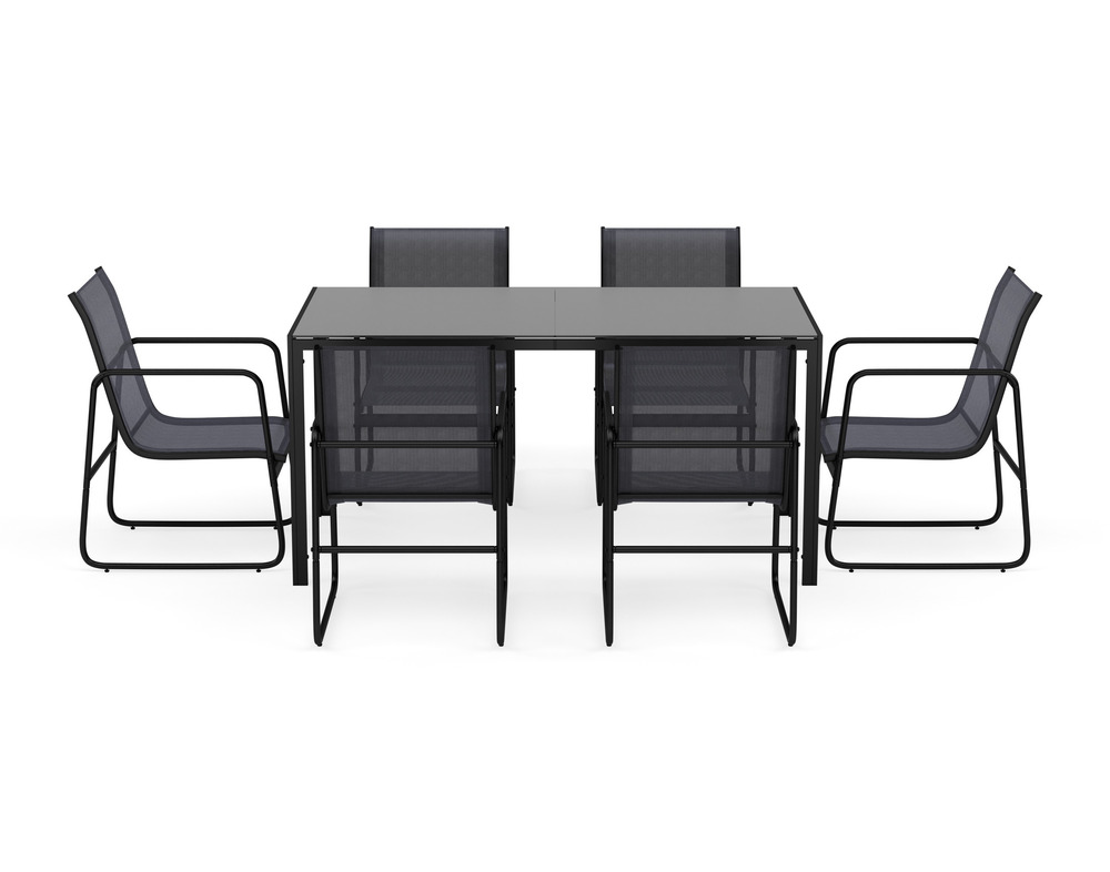 Murillo - ensemble table et chaises de jardin - 6 personnes - noir et gris