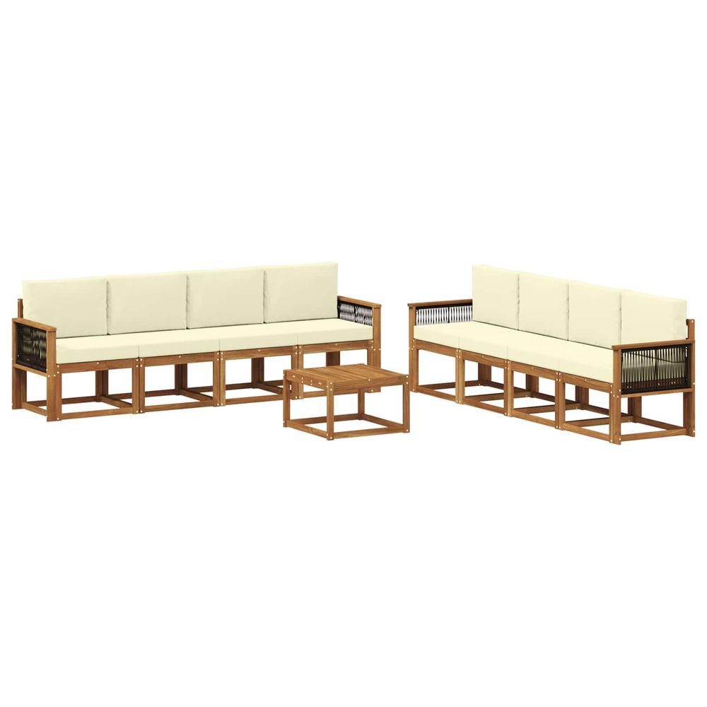 Ensemble de canapés d'extérieur 9 pc naturel et crème