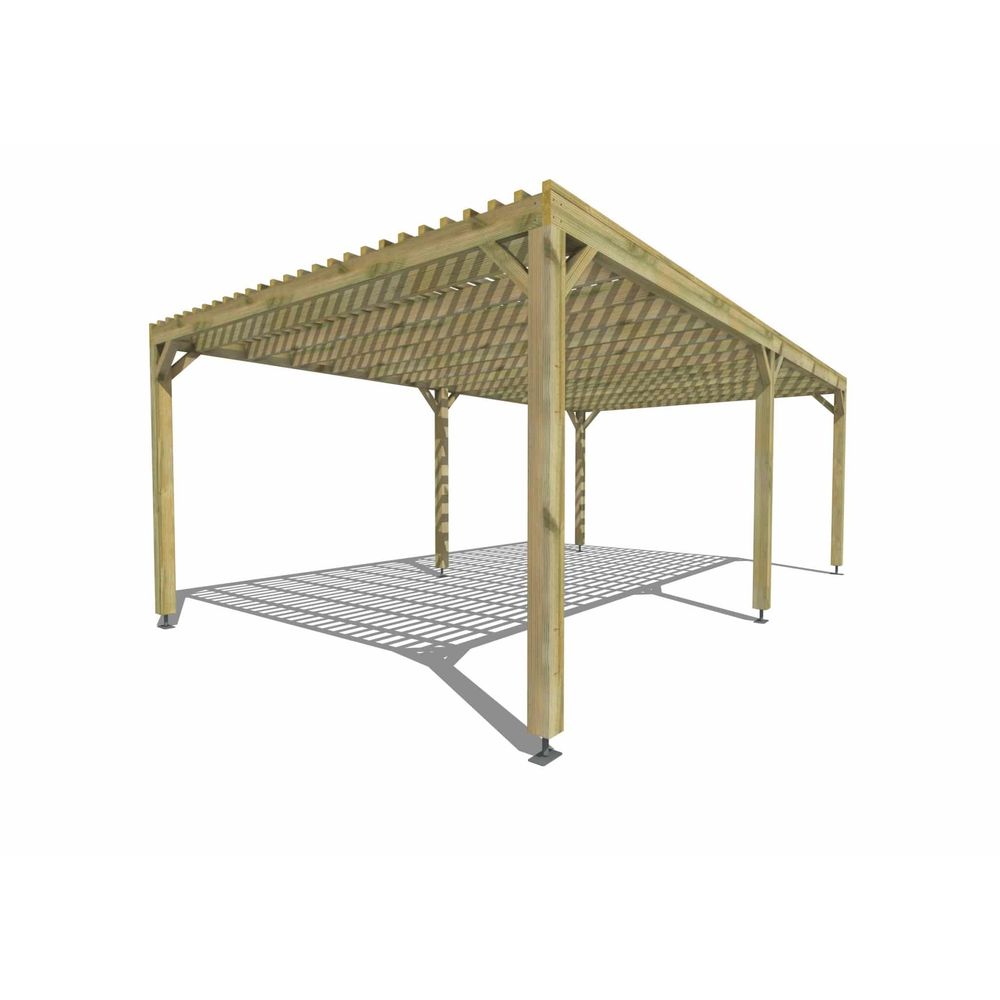 Pergola bois • 7m x 4m • indépendante • sens profondeur • lattage bois • livraison comprise