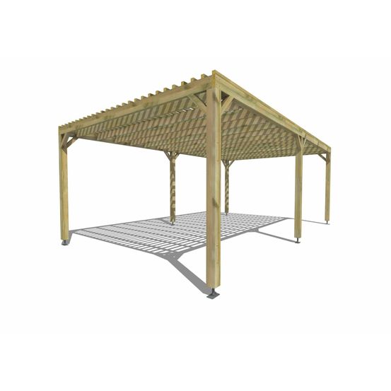Pergola bois • 7m x 4m • indépendante • sens profondeur • lattage bois • livraison comprise