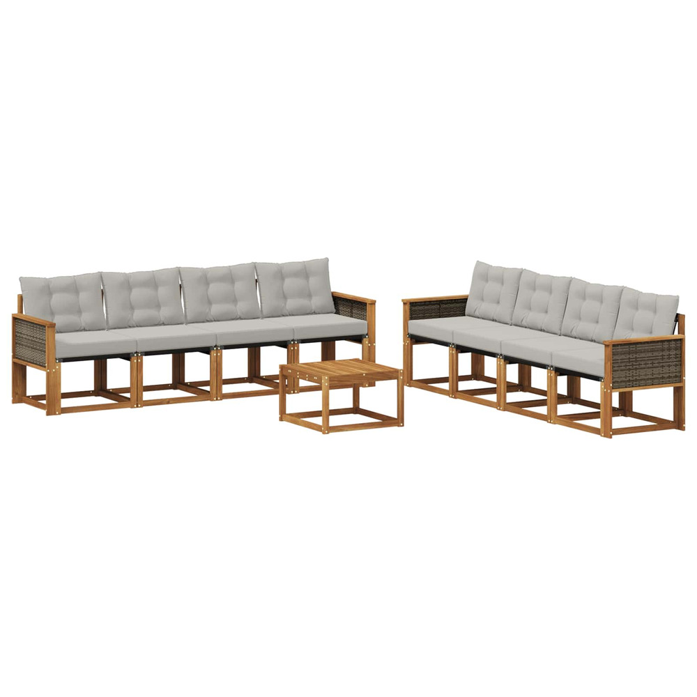 Ensemble de canapés d'extérieur 9 pcs naturel et gris clair