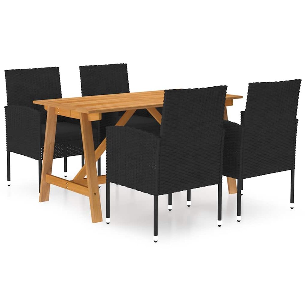 Ensemble à manger de jardin 5 pcs noir