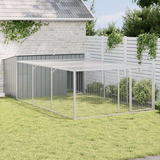 Niche xxl avec grand enclos et toit en acier galvanisé pour jardin anthracite