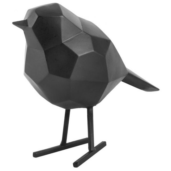 Oiseau en résine mat origami 17cm noir