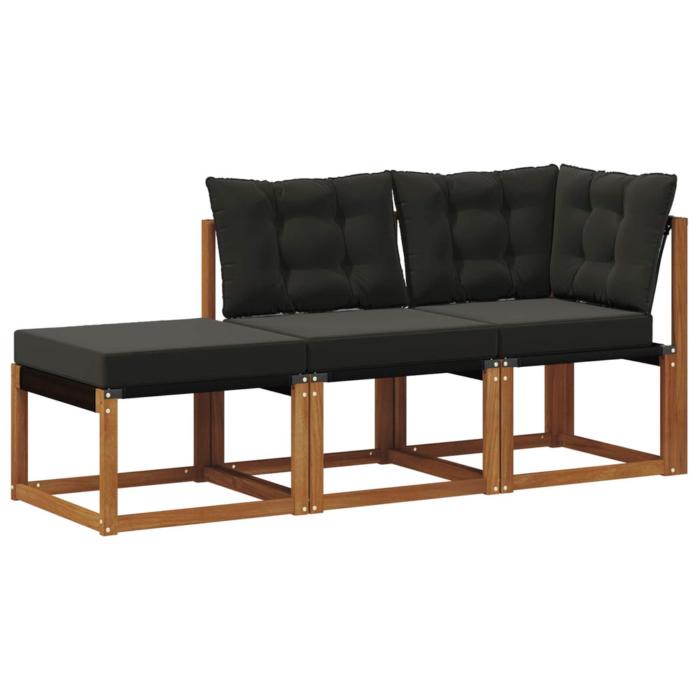 Canapés modulaires d'extérieur 3 pièce naturel et noir