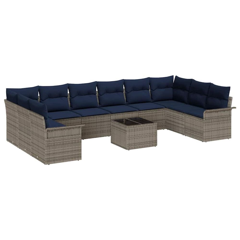 Ensemble de canapé de jardin 11 pc gris polyrotin